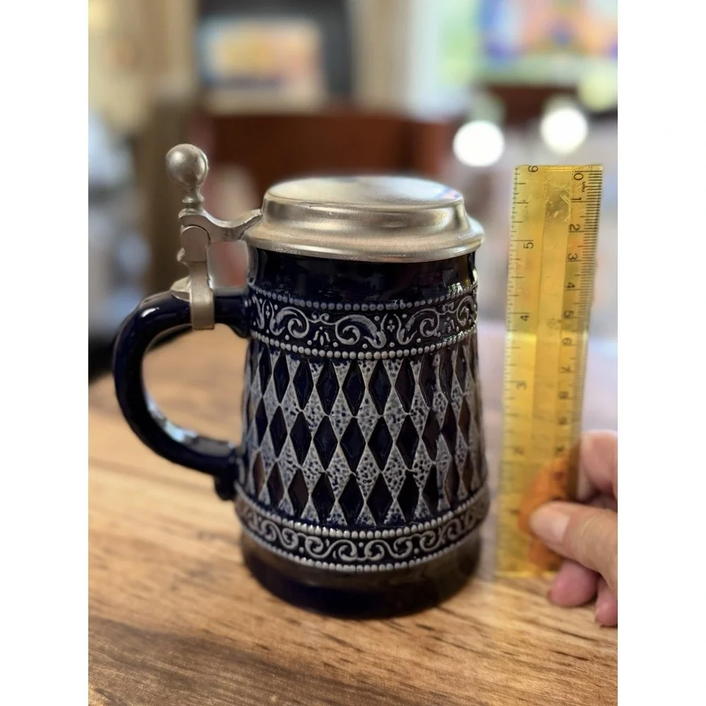 Vintage Marzi Remy German Traditional Alpine Style Beer Stein Blue Diamond